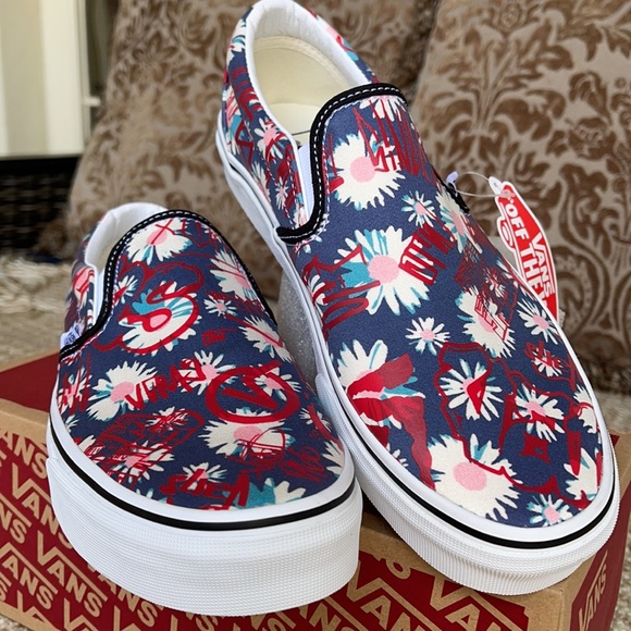 Vans Classic Slip On Vans Crew Floral/Red Men’s - Picture 8 of 16